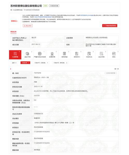 苏州欧赛博仪器仪表有限公司串通投标被处罚LD乐动体育(图1)