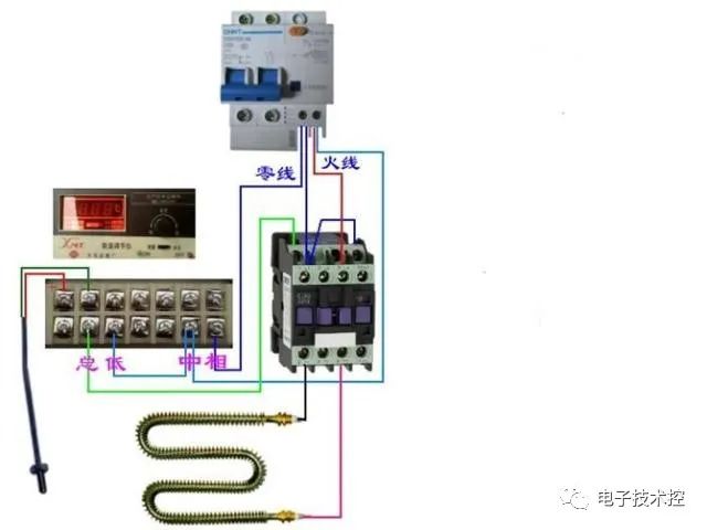 温度控LD乐动 乐动体育制常见电路实物接线图